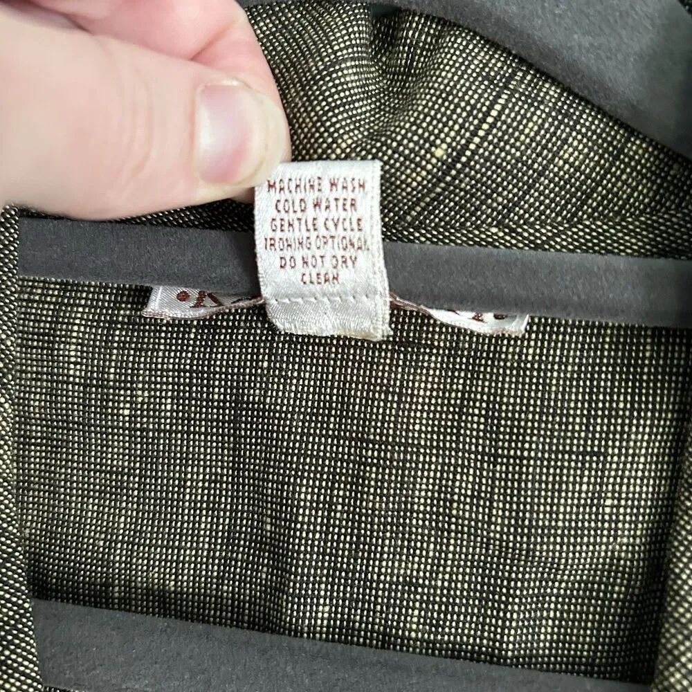 Karavan Womens Olive Green Woven Linen Blazer Blouse‎ Medium Button Front - Picture 6 of 9